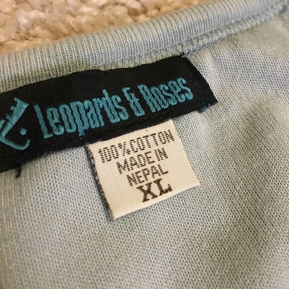 Sage Leopards & Roses Soft Terry Flower Embroidered Velour Sweater - Picture 8 of 15